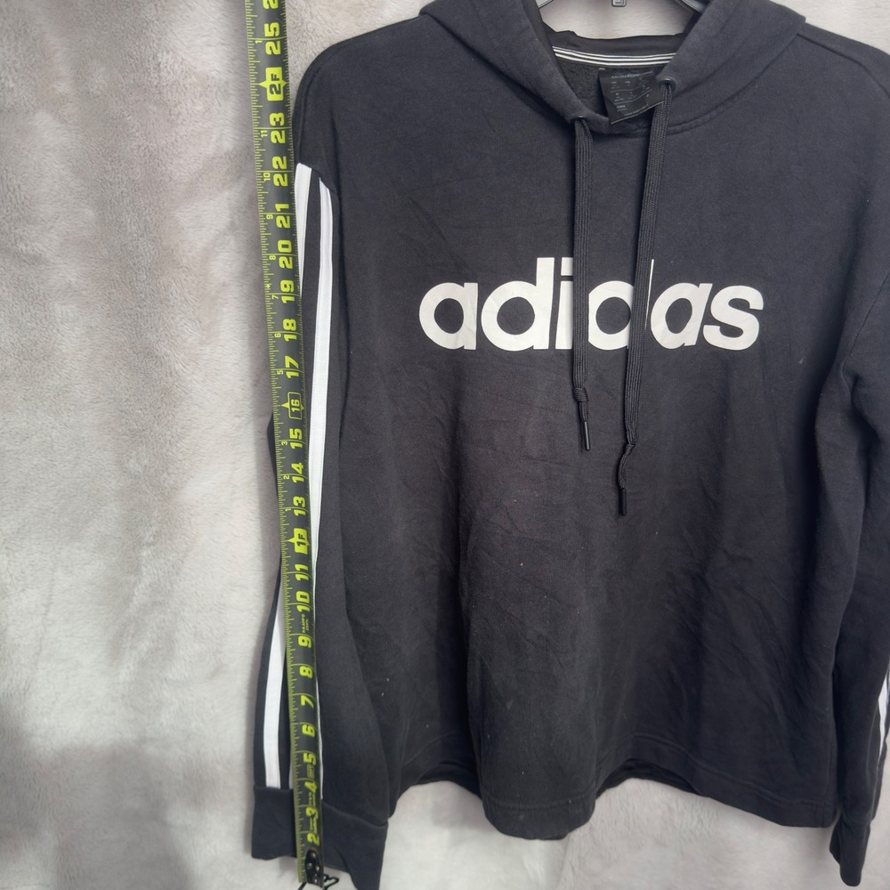 Adidas Essential Logo Hoodie Men's‎ XL Black Pullover Sweatshirt 3-Stripe - Picture 5 of 6